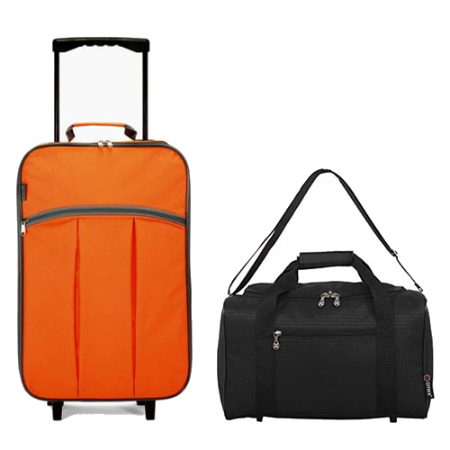 Smart Cabin Bag Set 55x35x20cm Orange & Fly Free Under Seat Bag Black